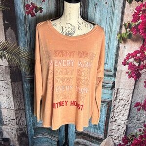 Whitney Houston long sleeve mineral wash‎ peach Tshirt New in Package, medium